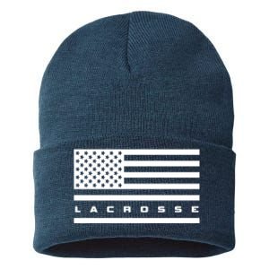 American Flag Lacrosse Apparel Gift Lacrosse Gift Sustainable Knit Beanie