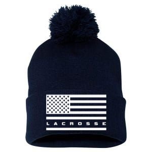 American Flag Lacrosse Apparel Gift Lacrosse Gift Pom Pom 12in Knit Beanie