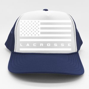 American Flag Lacrosse Apparel Gift Lacrosse Gift Trucker Hat