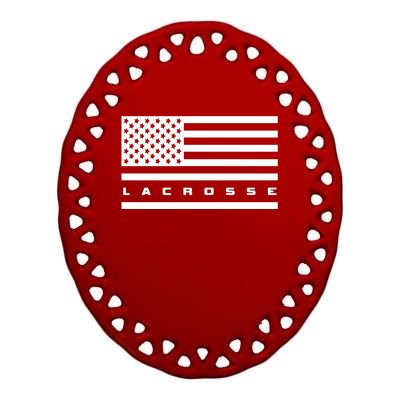 American Flag Lacrosse Apparel Gift Lacrosse Gift Ceramic Oval Ornament