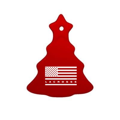 American Flag Lacrosse Apparel Gift Lacrosse Gift Ceramic Tree Ornament