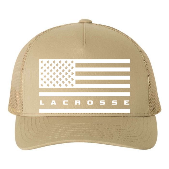 American Flag Lacrosse Apparel Gift Lacrosse Gift Yupoong Adult 5-Panel Trucker Hat