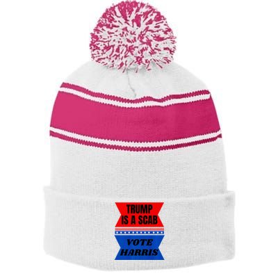 Antitrump Fun Laundry Detergent Vote Harris 2024 Election Stripe Pom Pom Beanie