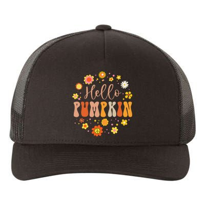 Autumn Fall Lover Pumpkin Groovy Thanksgiving Yupoong Adult 5-Panel Trucker Hat