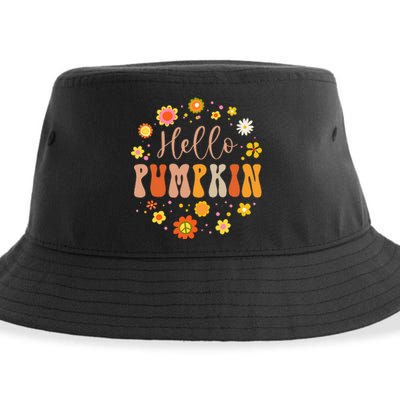 Autumn Fall Lover Pumpkin Groovy Thanksgiving Sustainable Bucket Hat