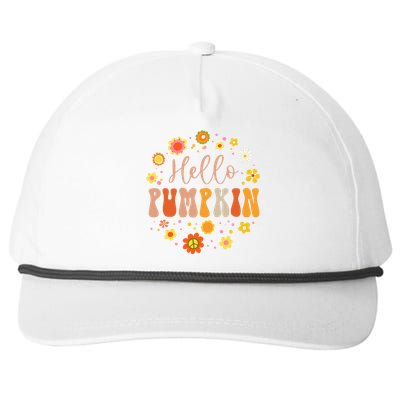 Autumn Fall Lover Pumpkin Groovy Thanksgiving Snapback Five-Panel Rope Hat