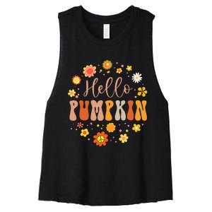 Autumn Fall Lover Pumpkin Groovy Thanksgiving Women's Racerback Cropped Tank