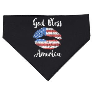 American Flag Lips God Bless America Gift USA-Made Doggie Bandana