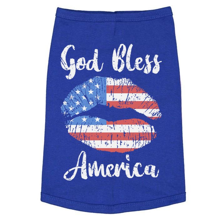 American Flag Lips God Bless America Gift Doggie Tank