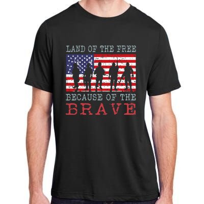 American Flag Land Of The Free Because Of The Brave Adult ChromaSoft Performance T-Shirt