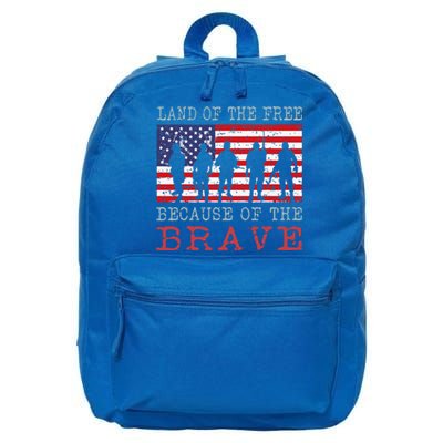 American Flag Land Of The Free Because Of The Brave 16 in Basic Backpack