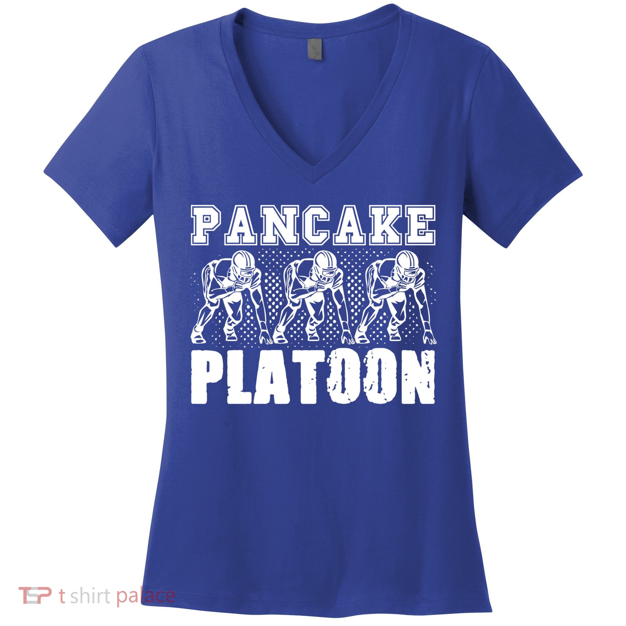 American Football Line Pancake Platoon Player Support Gift Women's V-Neck T-Shirt