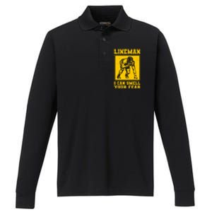 American Football Line Player Support Gift Performance Long Sleeve Polo