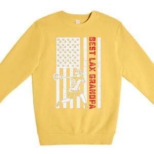 American Flag Lacrosse Grandpa LAX Player Team Sports Lover Premium Crewneck Sweatshirt