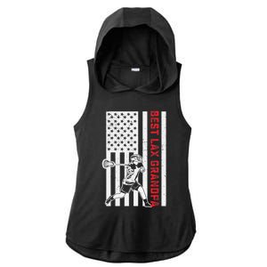 American Flag Lacrosse Grandpa LAX Player Team Sports Lover Ladies PosiCharge Tri-Blend Wicking Draft Hoodie Tank