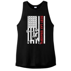 American Flag Lacrosse Grandpa LAX Player Team Sports Lover Ladies PosiCharge Tri-Blend Wicking Tank