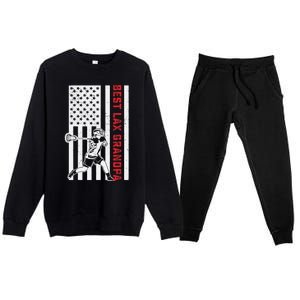 American Flag Lacrosse Grandpa LAX Player Team Sports Lover Premium Crewneck Sweatsuit Set