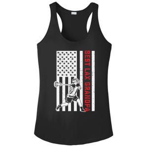 American Flag Lacrosse Grandpa LAX Player Team Sports Lover Ladies PosiCharge Competitor Racerback Tank