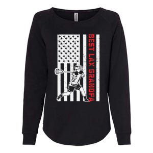 American Flag Lacrosse Grandpa LAX Player Team Sports Lover Womens California Wash Sweatshirt