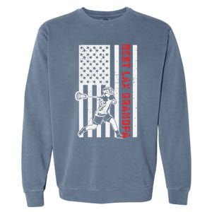 American Flag Lacrosse Grandpa LAX Player Team Sports Lover Garment-Dyed Sweatshirt