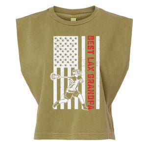 American Flag Lacrosse Grandpa LAX Player Team Sports Lover Garment-Dyed Women's Muscle Tee