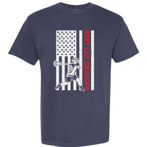 American Flag Lacrosse Grandpa LAX Player Team Sports Lover Garment-Dyed Heavyweight T-Shirt