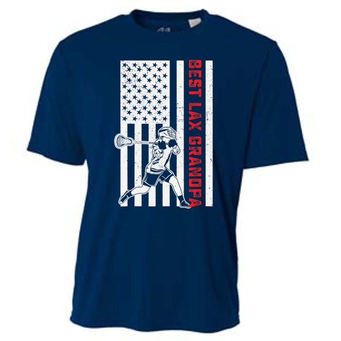 American Flag Lacrosse Grandpa LAX Player Team Sports Lover Cooling Performance Crew T-Shirt