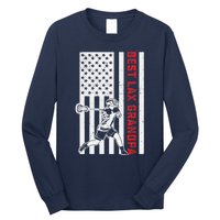 American Flag Lacrosse Grandpa LAX Player Team Sports Lover Long Sleeve Shirt