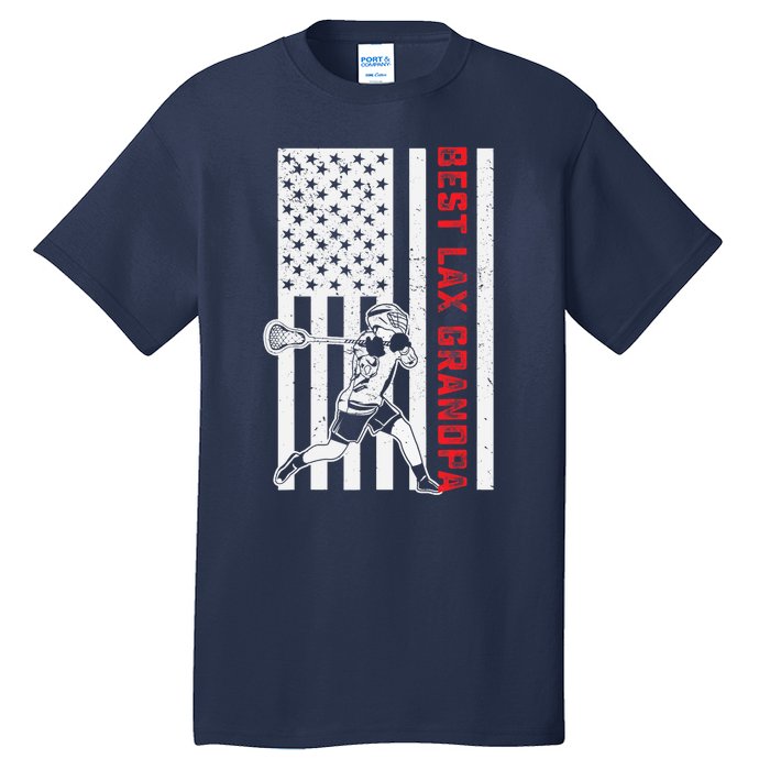 American Flag Lacrosse Grandpa LAX Player Team Sports Lover Tall T-Shirt