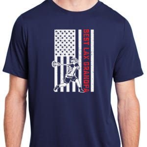 American Flag Lacrosse Grandpa LAX Player Team Sports Lover Adult ChromaSoft Performance T-Shirt