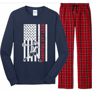 American Flag Lacrosse Grandpa LAX Player Team Sports Lover Long Sleeve Pajama Set