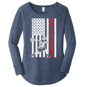 American Flag Lacrosse Grandpa LAX Player Team Sports Lover Women's Perfect Tri Tunic Long Sleeve Shirt