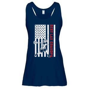 American Flag Lacrosse Grandpa LAX Player Team Sports Lover Ladies Essential Flowy Tank