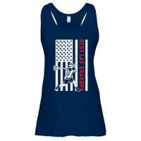 American Flag Lacrosse Grandpa LAX Player Team Sports Lover Ladies Essential Flowy Tank