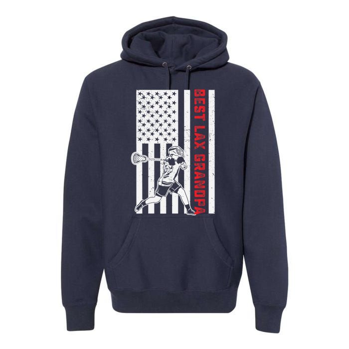 American Flag Lacrosse Grandpa LAX Player Team Sports Lover Premium Hoodie