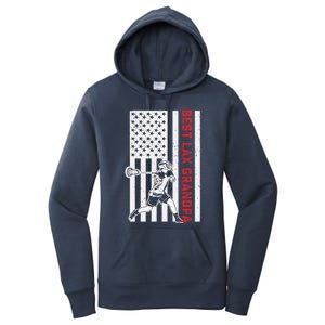 American Flag Lacrosse Grandpa LAX Player Team Sports Lover Women's Pullover Hoodie