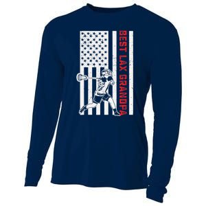 American Flag Lacrosse Grandpa LAX Player Team Sports Lover Cooling Performance Long Sleeve Crew