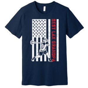 American Flag Lacrosse Grandpa LAX Player Team Sports Lover Premium T-Shirt