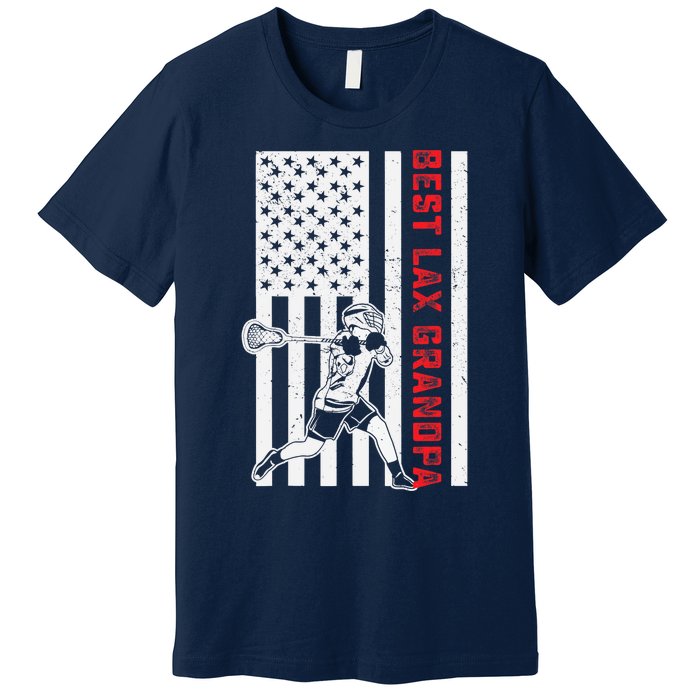 American Flag Lacrosse Grandpa LAX Player Team Sports Lover Premium T-Shirt