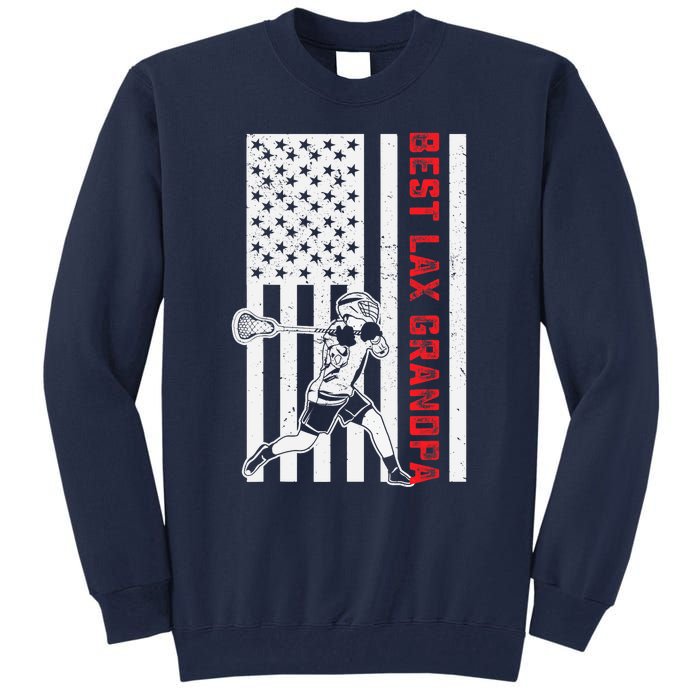 American Flag Lacrosse Grandpa LAX Player Team Sports Lover Tall Sweatshirt