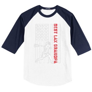 American Flag Lacrosse Grandpa LAX Player Team Sports Lover Baseball Sleeve Shirt