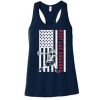 American Flag Lacrosse Grandpa LAX Player Team Sports Lover Women's Racerback Tank