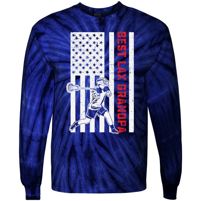 American Flag Lacrosse Grandpa LAX Player Team Sports Lover Tie-Dye Long Sleeve Shirt