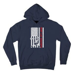 American Flag Lacrosse Grandpa LAX Player Team Sports Lover Tall Hoodie