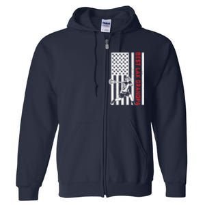 American Flag Lacrosse Grandpa LAX Player Team Sports Lover Full Zip Hoodie