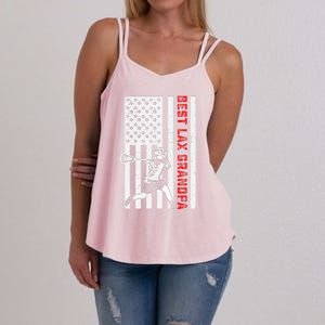 American Flag Lacrosse Grandpa LAX Player Team Sports Lover Women's Strappy Tank