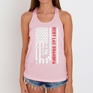 American Flag Lacrosse Grandpa LAX Player Team Sports Lover Women's Knotted Racerback Tank