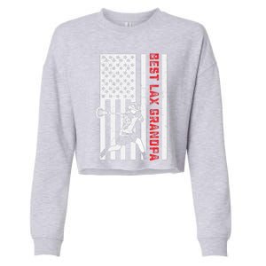 American Flag Lacrosse Grandpa LAX Player Team Sports Lover Cropped Pullover Crew