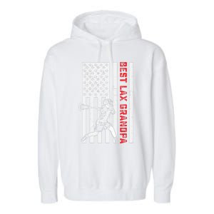 American Flag Lacrosse Grandpa LAX Player Team Sports Lover Garment-Dyed Fleece Hoodie