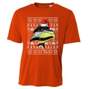 Angelfish Fish Lover Santa Hat Ugly Angelfish Christmas Gift Cooling Performance Crew T-Shirt